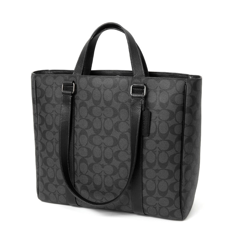 COACH コーチ トートバッグ シグネチャー キャンバス ハドソン ダブルハンドル トート ブラック系 CR385 QBMI5