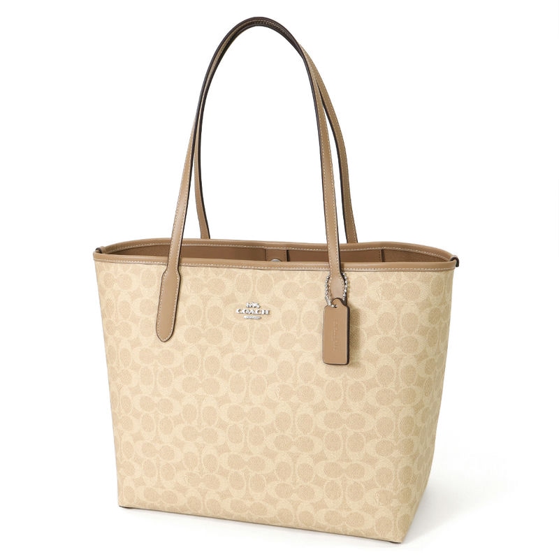 COACH コーチ トートバッグ シグネチャー キャンバス シティ トート ライトベージュ×ベージュ CV976 SVPWH
